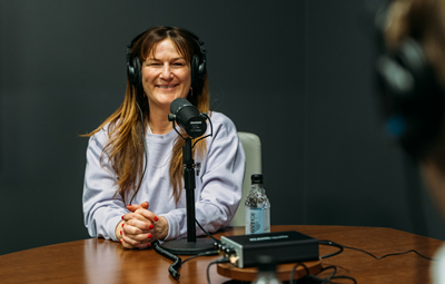 Ana Gasteyer in the Kushner Podcast Studio